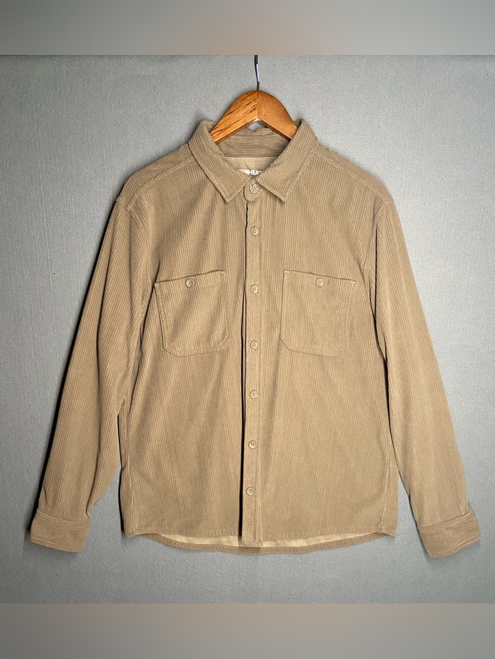 32 Degrees Men's Corduroy Button-Down Shirt in Tan